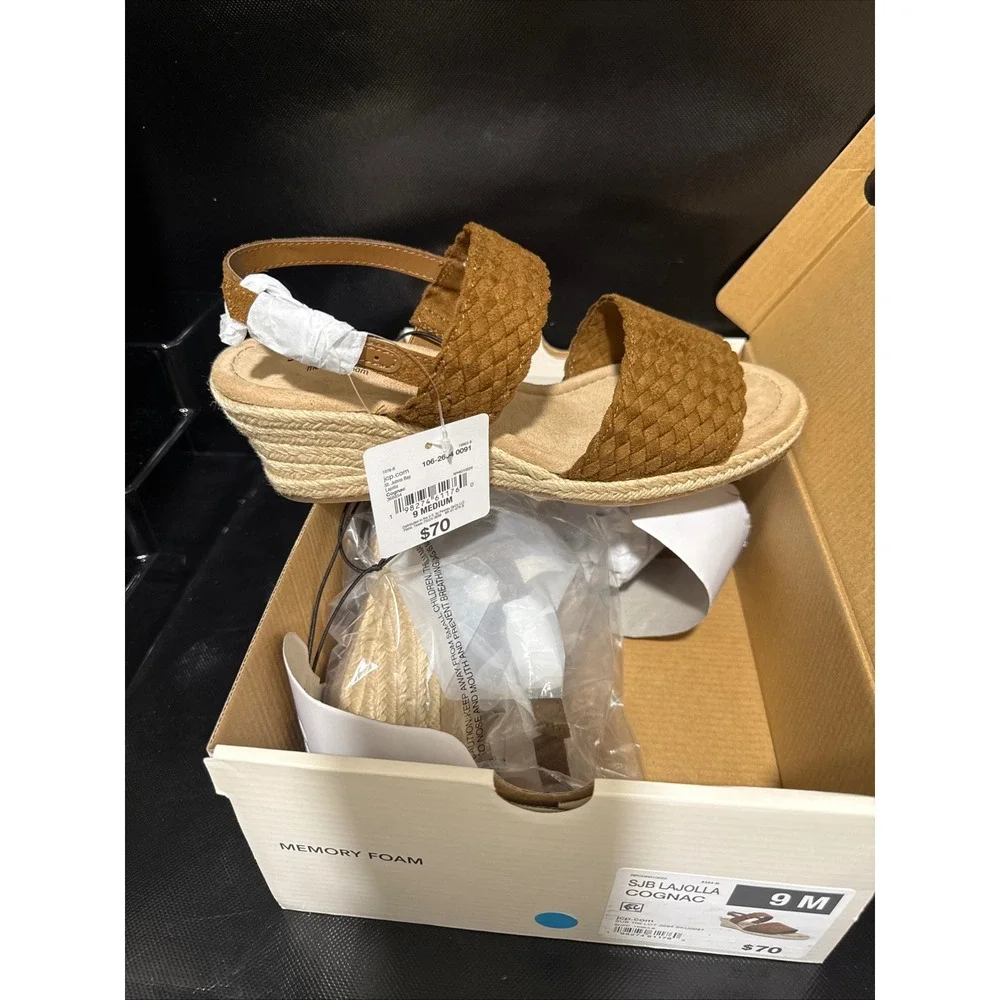 St Johns Bay Women's Espadrille Wedge‎ Sandals Brown Size 9
